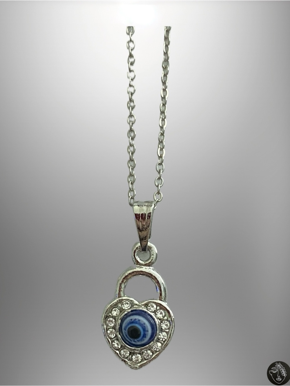 NWT Arban Silver Lock Heart Evil Eye Protection Necklace 18” Gift Idea